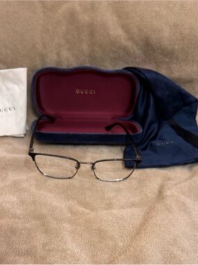 Gucci Metal Rim Eyeglasses in Black and Silver